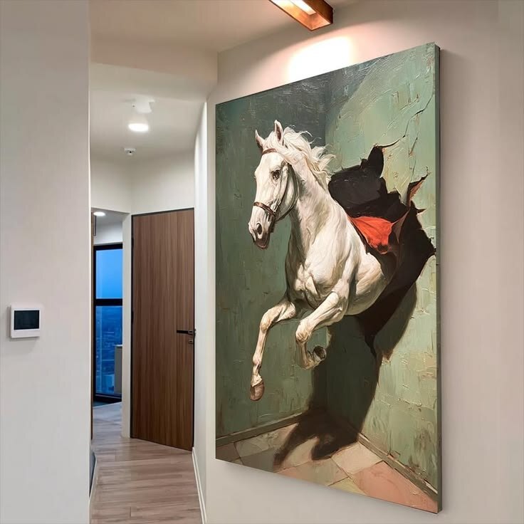 Cuadro canvas de caballo instalado en pared